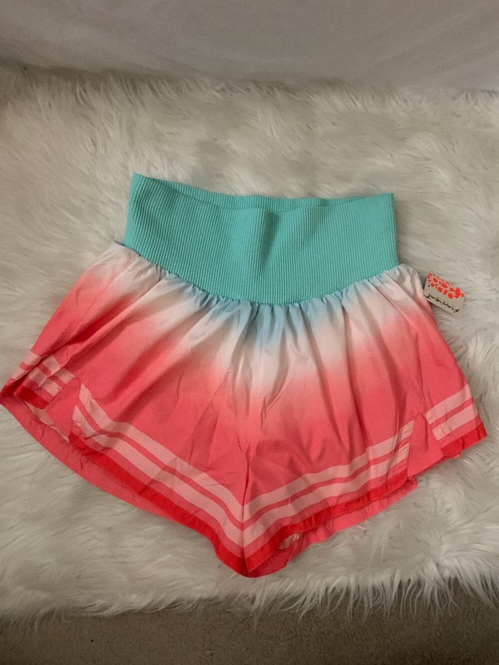 FREE PEOPLE MOVEMENT Carpe Diem Shorts in Coral Ombre Multi Sz LARGE